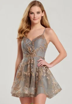 Sweet Sixteen|Bat Mitzvah^Colette A Line Beaded Dress CL22001S Gold/Pewter