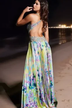 Wedding Guest|Pageant^Jovani A Line Charmeuse Dress 38733 Print