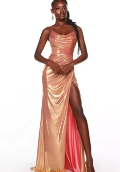 Fitted|Long Dresses^Alyce Paris 61430 Coral/Gold