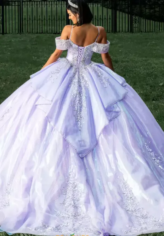 Plus Sized Quince Dresses|Sweet Sixteen^Amabella Q1039 Iridescent Lilac