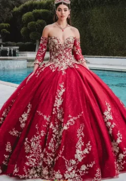 Sweet Sixteen|Quince Dresses With Sleeves^Amabella Q1011 Sangria