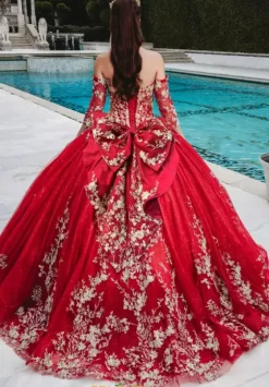 Sweet Sixteen|Quince Dresses With Sleeves^Amabella Q1011 Sangria