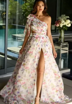 A Line|Long Dresses^Ava Presley 42237 White Multi