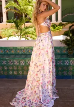 A Line|Long Dresses^Ava Presley 42236 White Multi