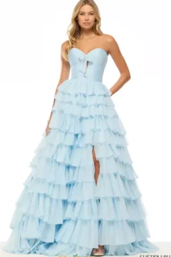 Long Dresses|Plus Sized Dresses^Sherri Hill Back Zipper Long Chiffon Dress 57424