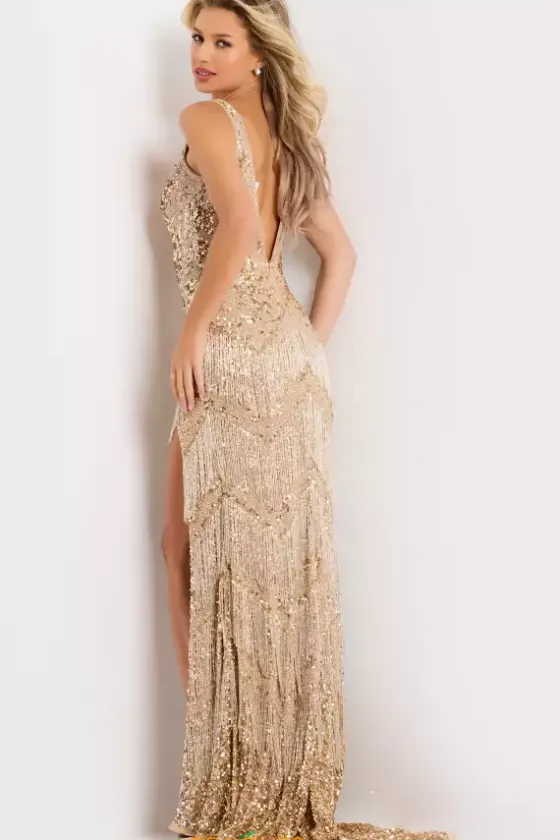 Pageant|Plus Sized Dresses^Jovani Beaded V Neck Fitted Dress 38847