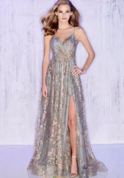 A Line|Long Dresses^Colette CL12006 Gold/Pewter