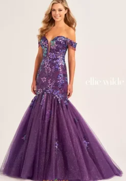 Long Dresses|Plus Sized Dresses^Ellie Wilde EW35219 Dark Purple