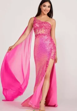Long Homecoming Dresses|Fitted^Ellie Wilde EW34020 Hot Pink