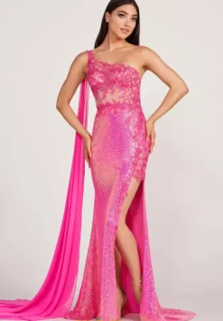 Long Homecoming Dresses|Fitted^Ellie Wilde EW34020 Hot Pink