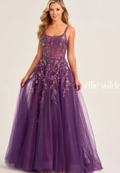 Long Dresses|Plus Sized Dresses^Ellie Wilde EW35242 Dark Purple