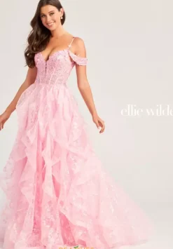 Long Dresses|Plus Sized Dresses^Ellie Wilde EW35218 Pink