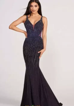 Fitted|Long Dresses^Ellie Wilde EW34076 Black