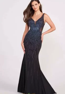 Fitted|Long Dresses^Ellie Wilde EW34076 Black