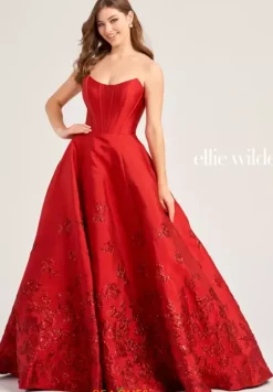 Ball Gowns|A Line^Ellie Wilde EW35073 Dark Red