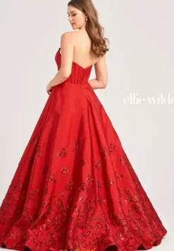 Ball Gowns|A Line^Ellie Wilde EW35073 Dark Red