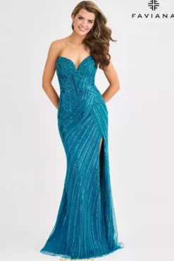 Fitted|Long Dresses^Faviana 11411 Ink Blue