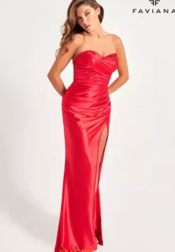 Fitted|Long Dresses^Faviana 11009 Red