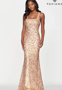 Fitted|Long Dresses^Faviana S10651 Rose Gold
