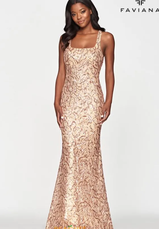 Fitted|Long Dresses^Faviana S10651 Rose Gold