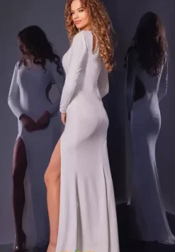 Long Sleeve Prom Dresses|Sexy^Jovani Fitted Long Sleeve Jersey Dress 36722