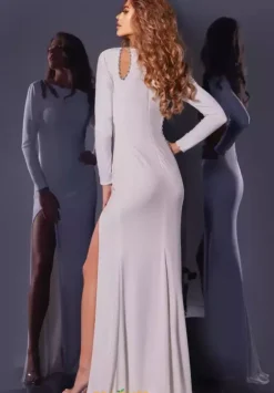 Long Sleeve Prom Dresses|Sexy^Jovani Fitted Long Sleeve Jersey Dress 36722