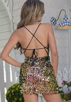 8Th Grade Dance|Short Homecoming Dresses^Jasz Couture Fitted Sequins Short Dress 1723 Black/Multi