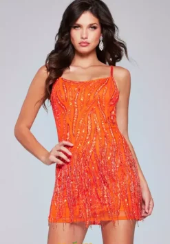 Short Homecoming Dresses|Wedding Guest^Jovani Fringe Sequins Fitted Dress 39628