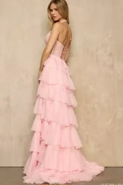 Long Dresses|Plus Sized Dresses^Sherri Hill Halter Neckline A Line Chiffon Dress 57940