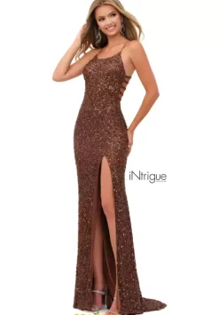 Fitted|Long Dresses^Intrigue by Blush 935 Root Beer