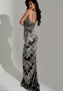 Long Dresses|Plus Sized Dresses^Jasz Couture 7567 Black/Silver