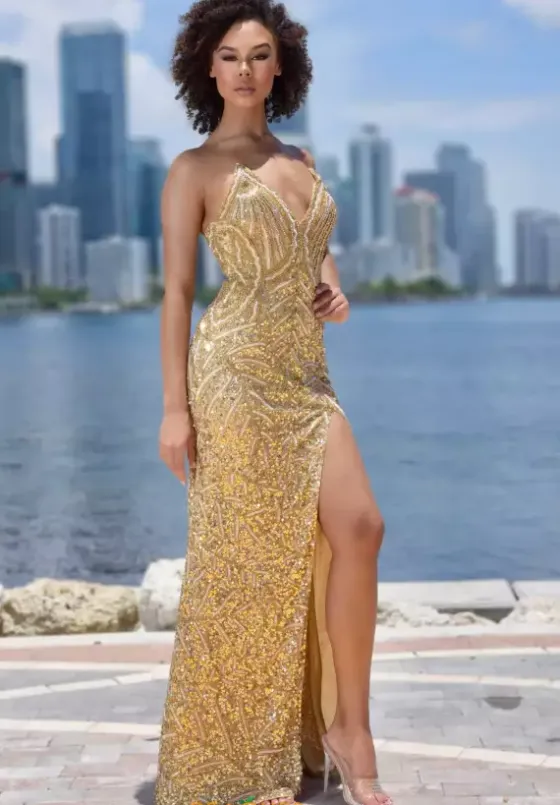 Long Dresses|Plus Sized Dresses^Jasz Couture 7976 Gold