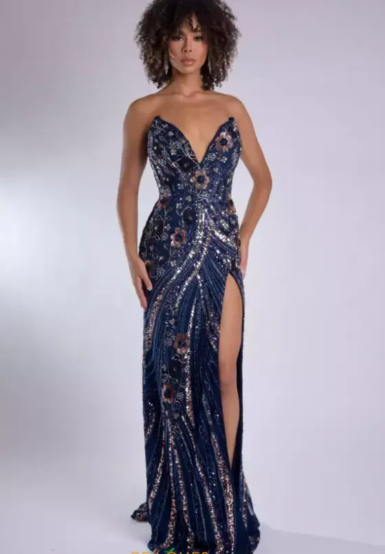 Long Dresses|Plus Sized Dresses^Jasz Couture 7979 Navy/Rosegold
