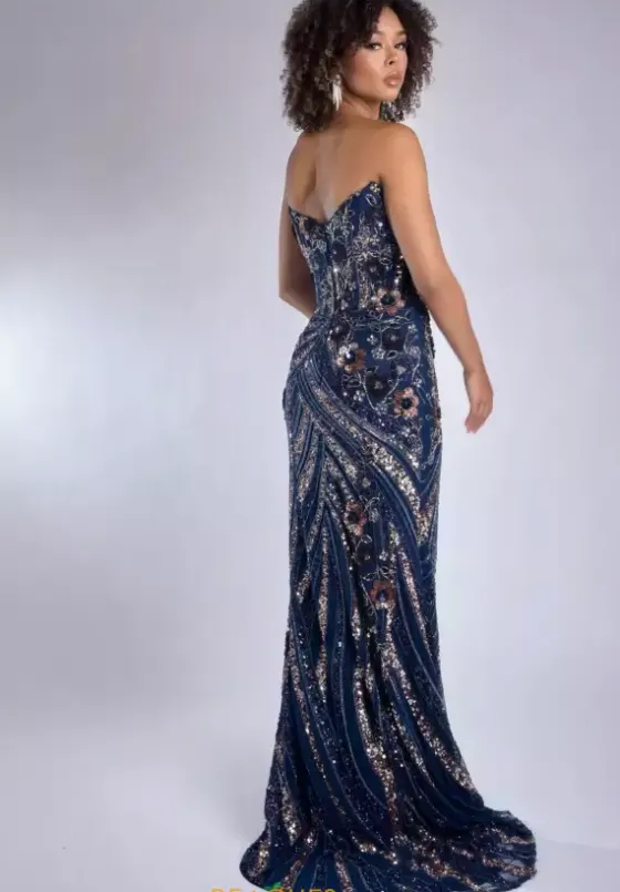 Long Dresses|Plus Sized Dresses^Jasz Couture 7979 Navy/Rosegold