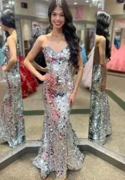 Fitted|Long Dresses^Jasz Couture 7551 Silver