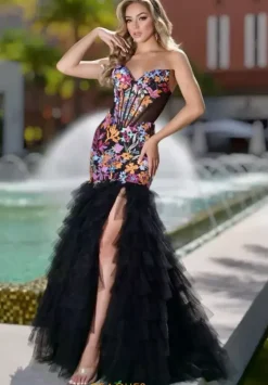 Long Dresses|Plus Sized Dresses^Jasz Couture 7901 Black/Multi