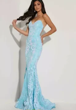 Fitted|Long Dresses^Jasz Couture 7430 Aqua