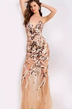 Long Dresses|Plus Sized Dresses^Jovani 45601 Nude