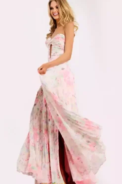 A Line|Plus Size^Jovani 44518 Pink/Print