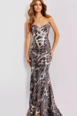 Long Dresses|Plus Sized Dresses^Jovani 49125 Animal Print
