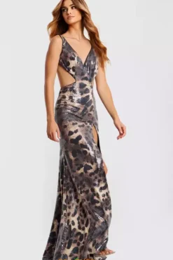 Long Dresses|Plus Sized Dresses^Jovani 49125 Animal Print