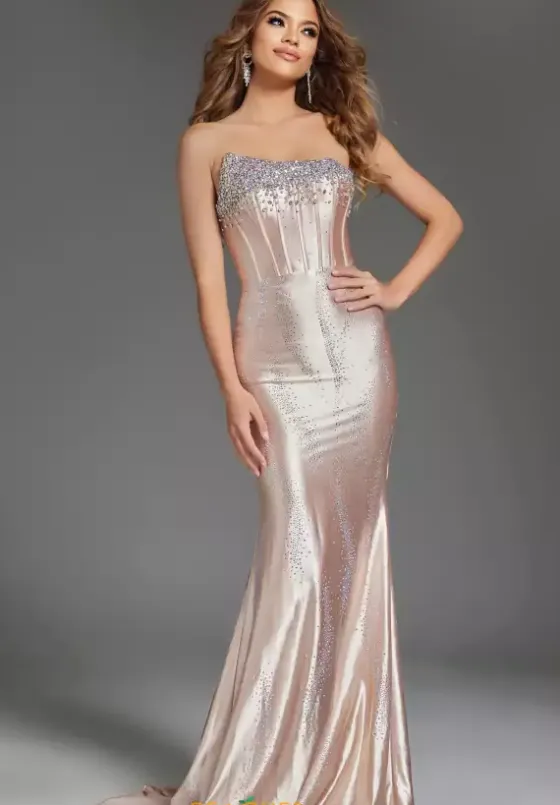 Fitted|Long Dresses^Jovani D5100 Champagne