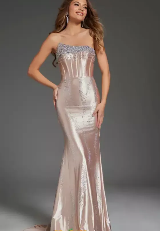 Fitted|Long Dresses^Jovani D5100 Champagne