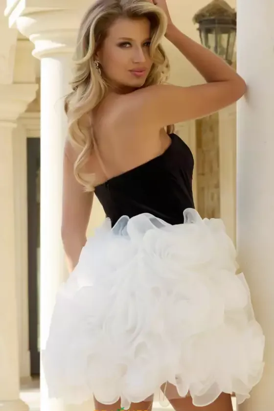 Bat Mitzvah|8Th Grade Dance^Jovani Short 45880 Black/White