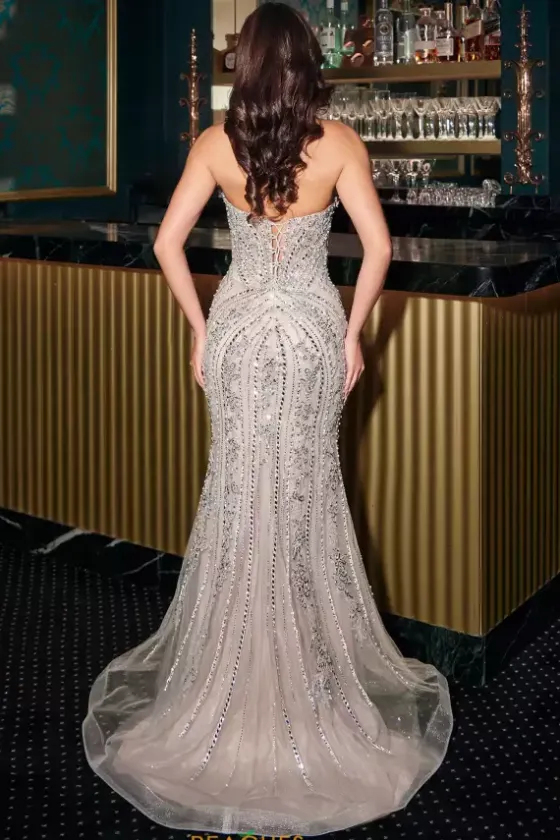 Fitted|Long Dresses^Ladivine by Cinderella La Divine by Cinderella CC2421 Silver-Nude