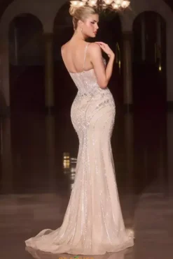 Fitted|Long Dresses^Ladivine by Cinderella La Divine by Cinderella CD681 Iridescent-Nude