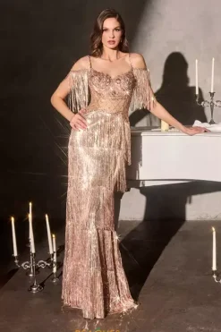 Fitted|Long Dresses^Ladivine by Cinderella La Divine by Cinderella CDS563 Rose Gold