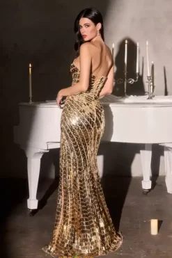 Fitted|Long Dresses^Ladivine by Cinderella La Divine by Cinderella CZ2409 Gold