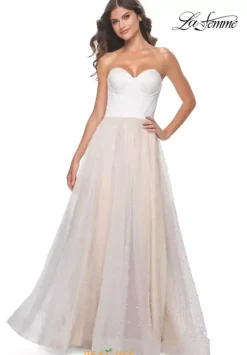 Long Dresses|Plus Sized Dresses^La Femme 32149 White/Nude