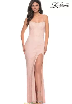 Fitted|Long Dresses^La Femme 32416 Peach